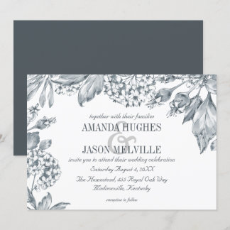 Botaniska Silver| Blommigtens bröllopsinbjudan Inbjudningar