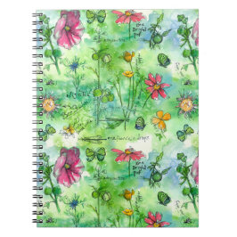 Botaniska Sketchbook Butterfly Watercolor Flowers Anteckningsbok