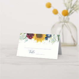 Botaniska solrosor Blommigten Guld Glitter Placeringskort