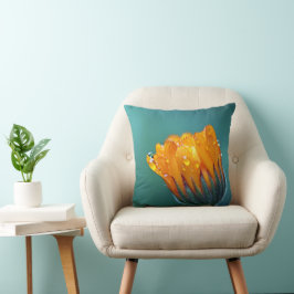Botaniska Teal Marigold Flower Kudde