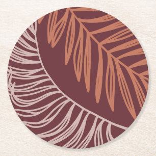 Botaniska Terracotta Handflatan lämnar runt under Underlägg Papper Rund