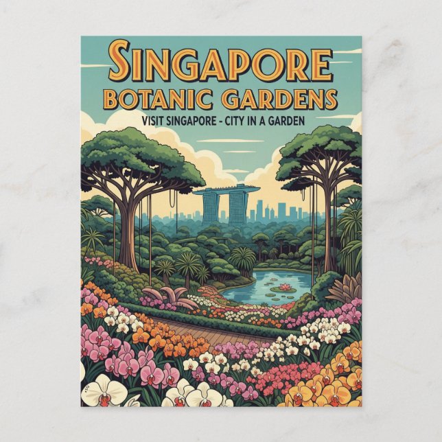 Botaniska trädgårdar i Singapore Vykort (Framsida)