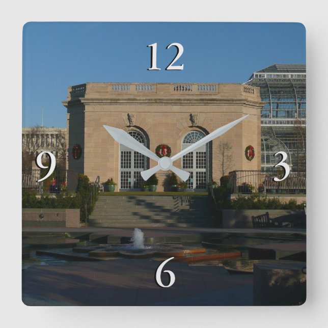 Botaniska trädgårdar vid jul i Washington DC Fyrkantig Klocka (Framsida)