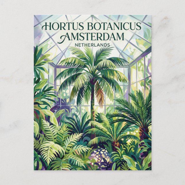 Botaniska trädgården Amsterdam Nederländerna Vykort (Framsida)