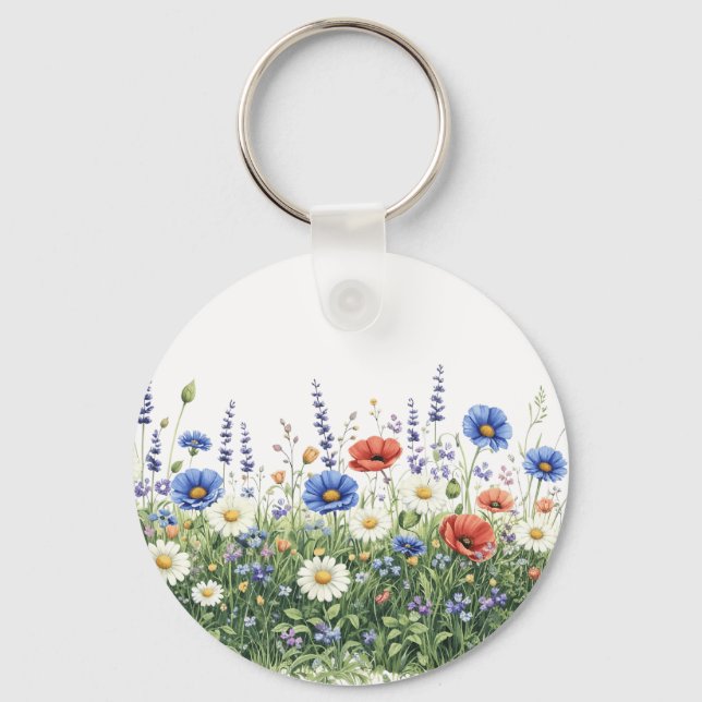 Botaniska trädgårdsblommor för vildblommor nyckelring (Framsida)