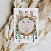 Botaniska trädjur Greenery Baby Shower