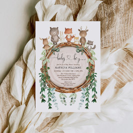 Botaniska trädjur Greenery Baby Shower Inbjudningar