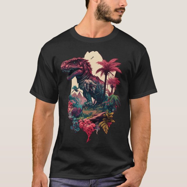 Botaniska tropiska draken Dinosaur Prehistoriska I T Shirt (Framsida)