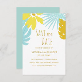 Botaniska tropiska greenery bröllop spara datum inbjudningar