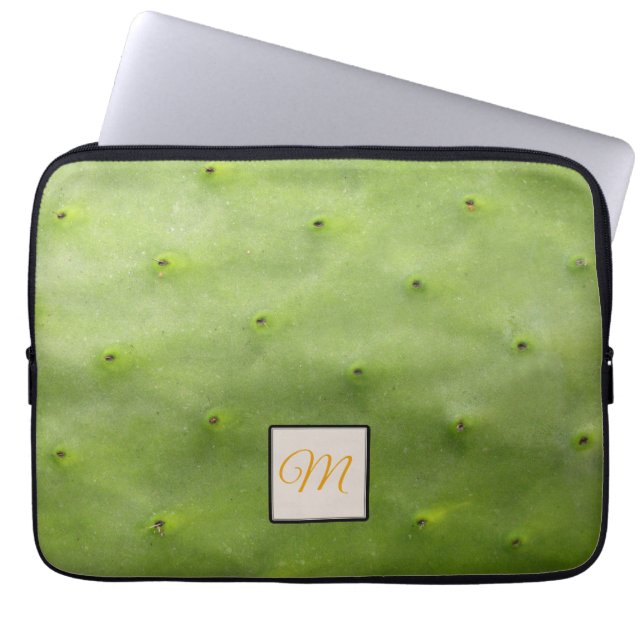 Botaniska tropiska Gröntar Cactus Photo Monogram Laptop Fodral (Framsidan)