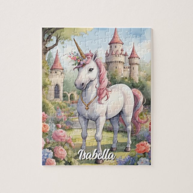 Botaniska Unicorn Haven Personlig Girls Pussel (Vertikal)