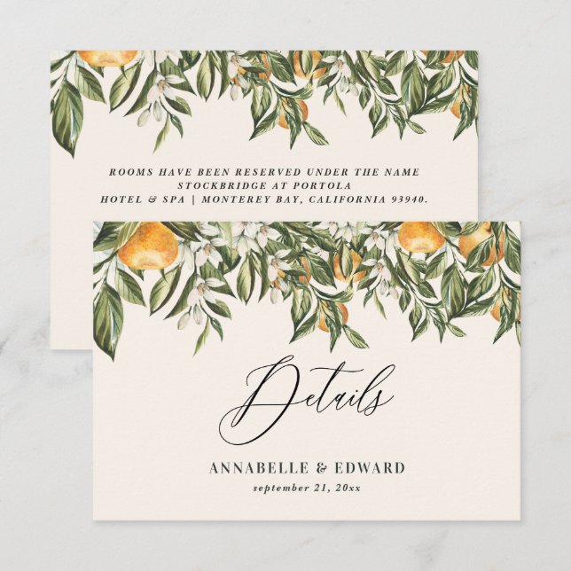 botaniska uppgifter om botaniska orangar för citru OSA kort (Fram/baksida)