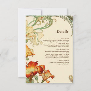 Botaniska uppgifter om vintage Retro Art nouveau OSA Kort