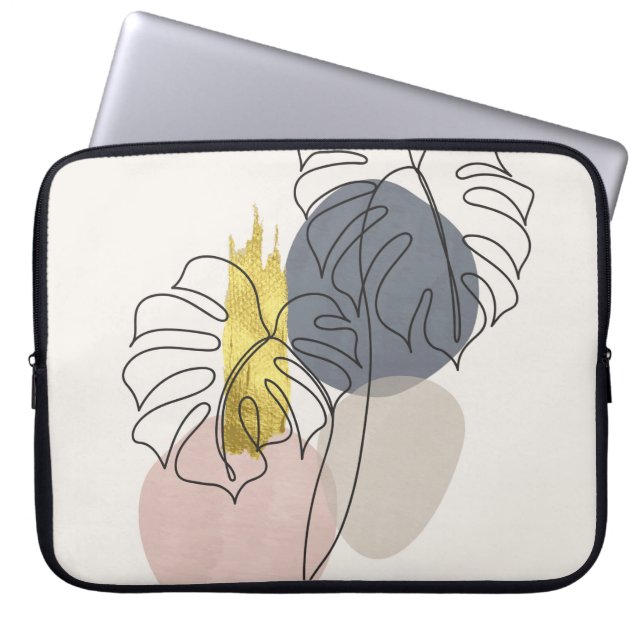 Botaniska väggkonst inställd. Golden foliage line  Laptop Fodral (Framsidan)