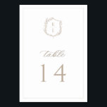 Botaniska Vapenskölden Monogram Bröllop Bordsnummer<br><div class="desc">Botaniskt Vapensköld monogram,  bröllop bordsnummer. Vintagen inspirerade vapenskölden med botaniskt grenar. Funktioner,  elegant beige typography design stil blandning av skript och fet text. Observera att bordsnumren måste beställas individuellt.</div>