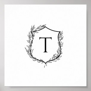 Botaniska Vapenskölden Monogram Bröllop Poster