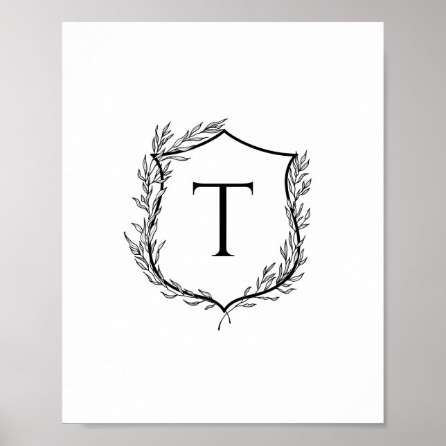 Botaniska Vapenskölden Monogram Bröllop Poster (Framsidan)