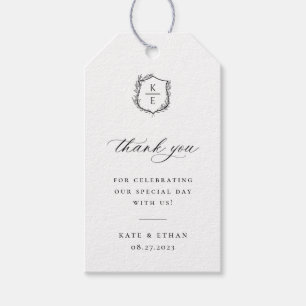 Botaniska Vapenskölden Monogram Bröllop Presentetikett
