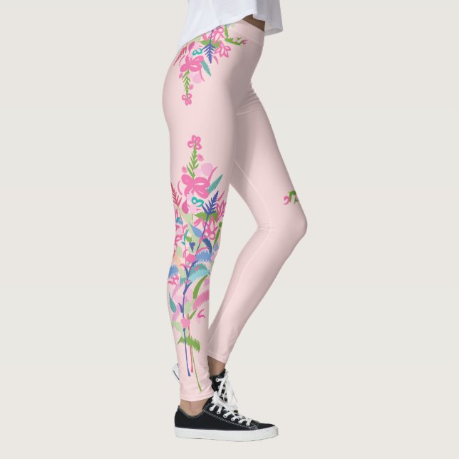 Botaniska Vår Doodle-Blommigten Leggings (Höger)