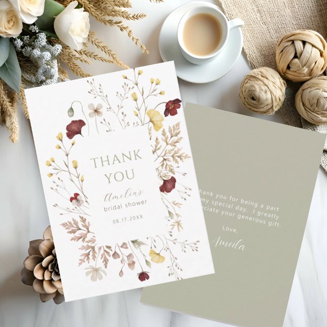 Botaniska vattenfärgen Blommigt Ram Möhippa Tack Kort (Skapare uppladdad)