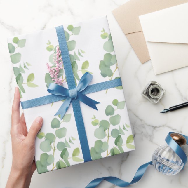 Botaniska vattenfärgen Eucalyptus Löv Mönster Presentpapper (Gifting)