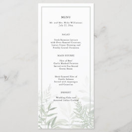 Botaniska vattenfärgen Greenery Bröllop Menu Meny