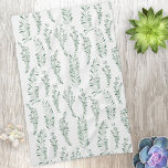 Botaniska vattenfärgen Greenery Löv Kökshandduk<br><div class="desc">Modern grönt och vit eukalyptus löv och grön design för ett rent,  friskt utseende. Originalkonst av Nic Squirrell.</div>