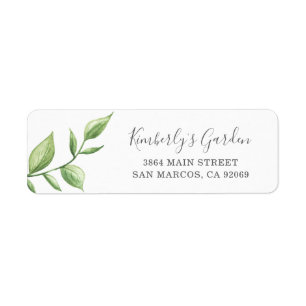 Botaniska vattenfärgen Greenery-Returadressen Returadress Etikett