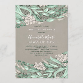 Botaniska vattenfärgen Greenery-Studentfesten Inbjudningar