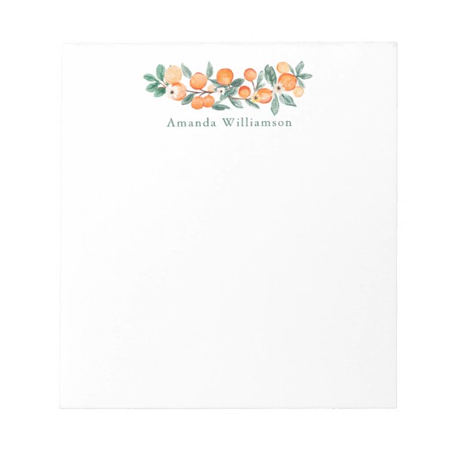 Botaniska vattenfärgen Orange Personlig Namn Anteckningsblock (Framsida)