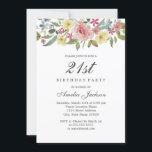 botaniska vattenfärger 21:a födelsedagen Party Inbjudningar<br><div class="desc">Mer elegant blommigt Blådags-inbjudningar i Little Bayleigh Store</div>
