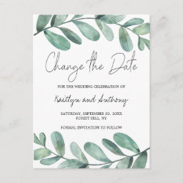 Botaniska vattenfärger Greenery Eucalyptus Announc Meddelande Vykort