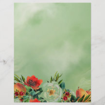 Botaniska vattenfärgsblommor och frukt Pappra Laka