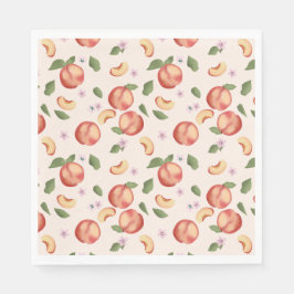 Botaniska vattenfärgspersikor och Blommar Pappersservett
