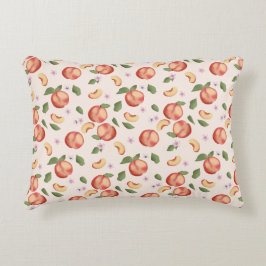 Botaniska vattenfärgspersikor och Blommar Prydnadskudde