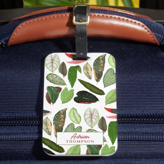 Botaniska vattenfärgsVintagen Greenery Lövs Bagagebricka (Framsida Insitu 2)
