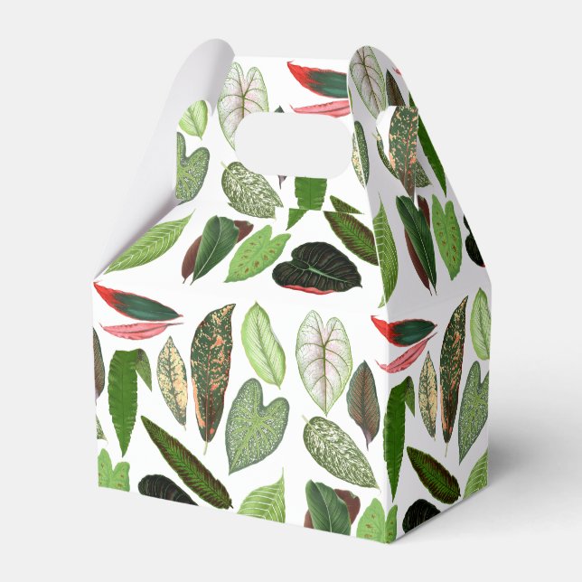 Botaniska vattenfärgsVintagen Greenery Lövs Presentaskar (Framsidan Sidan)