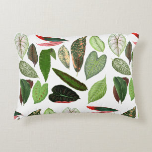 Botaniska vattenfärgsVintagen Greenery Lövs Prydnadskudde