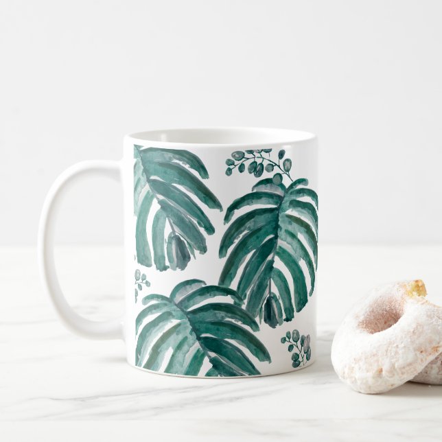 Botaniska växter Skriv ut Tropical Painting Coffee Kaffemugg (Med munk)