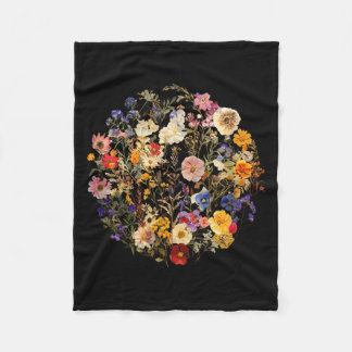 Botaniska vilda blommor blad vintage boho blommor fleecefilt