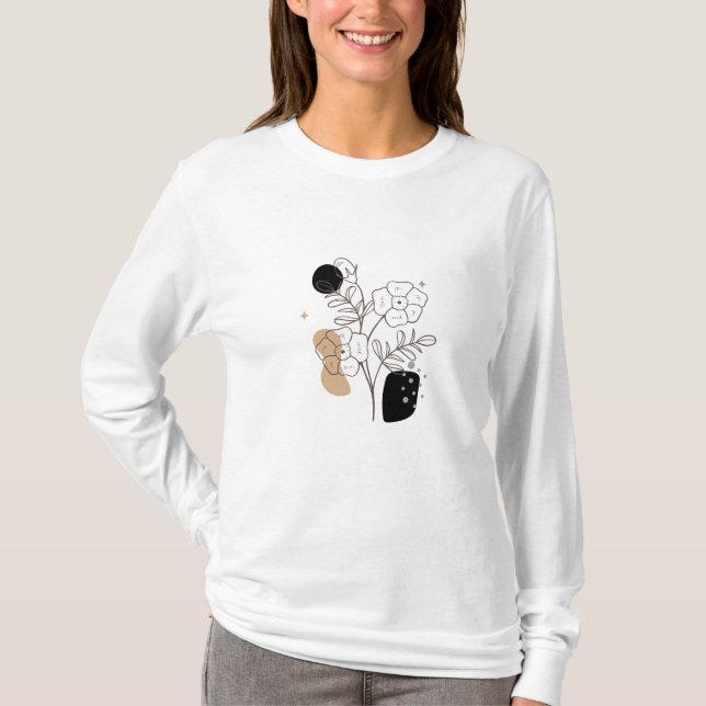 Botaniska vilda blommor boho blomstergrafik t shirt (Framsida)