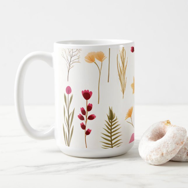 Botaniska vildblommor ängmönster kaffemugg (Med munk)