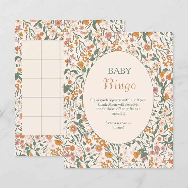 Botaniska vildblommor Höst Baby Bingo (Fram/baksida)