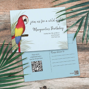 Botaniska Vilden Birthday Bird QR Code Social Medi Vykort