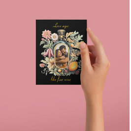 botaniska vin flaska, kärlek som bra vin helg vykort