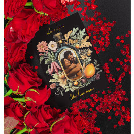 botaniska vin flaska, kärlek som bra vin julkort