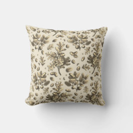 Botaniska Vintagen Brown Beige Oak Lövs Acorns Kudde
