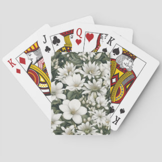 Botaniska vita blommor på gröna blad casinokort