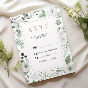Botaniska vita myntabär blommande RSVP Inbjudningar