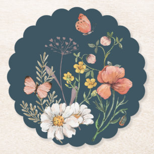 Botaniska Wildblomblomma Boho Underlägg Papper